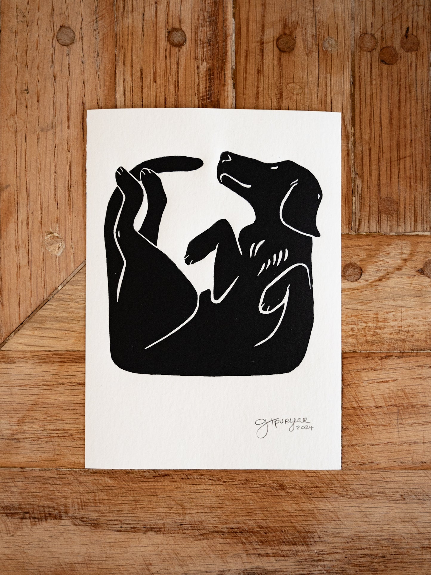 Square Yoga Dog | Black on White Edition