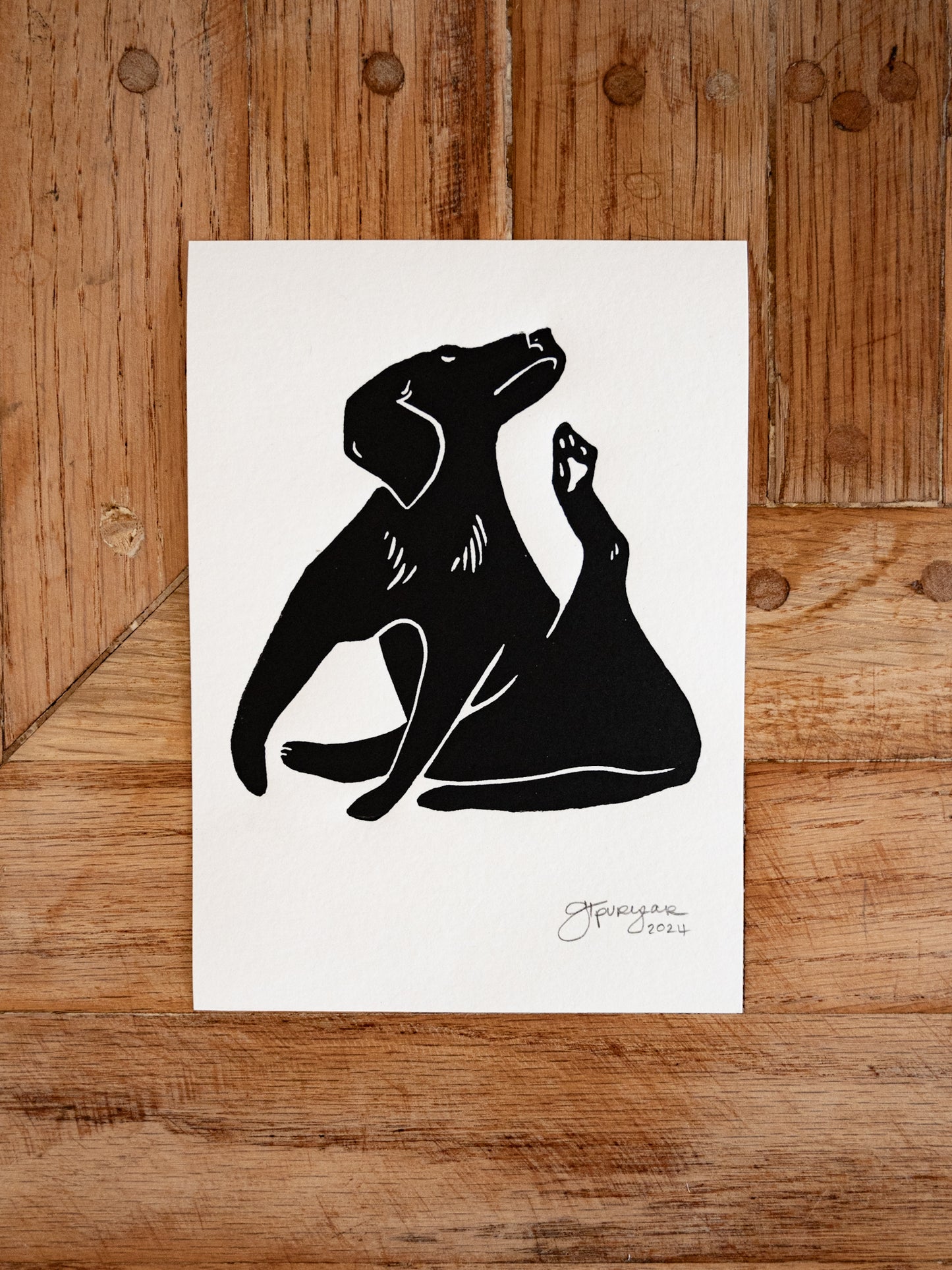 Triangle Yoga Dog | Black on White Edition